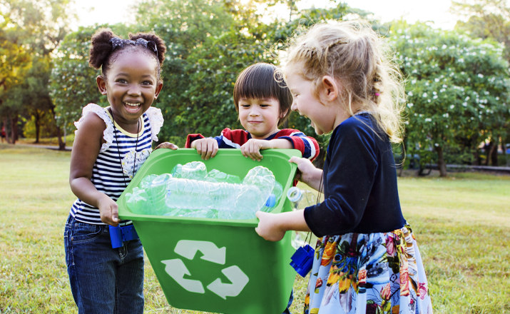 Children doing some recycling